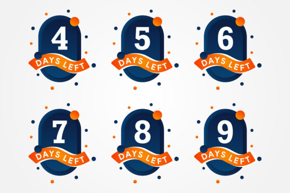 456789 Days Left Element Banner for Business Promotion