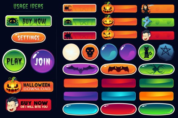 Halloween Buttons for Web and Games