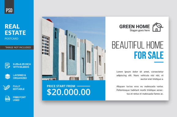 Home for Sale: Real Estate Postcard Design Template