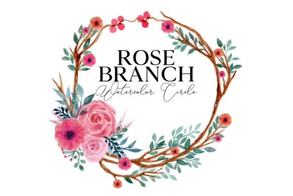 Rose Branch Watercolor Circle Pattern: A Versatile and Elegant Design for Creative Projects