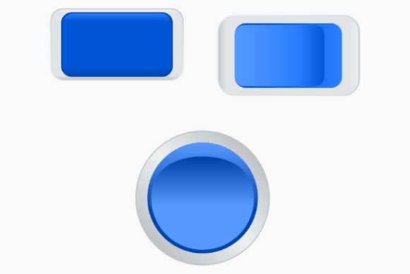 Three Glossy Blue Buttons Illustration for Modern Design and Development